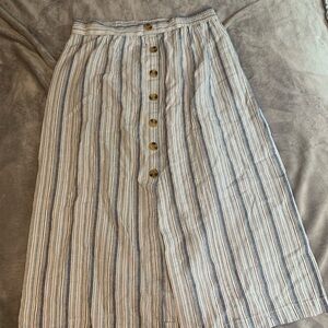 Aeropostle Striped Button-Down Midi Skirt Size L